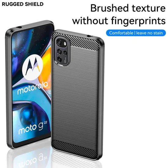 Калъф за Motorola Moto G22 - Carbon Silicone - Черен