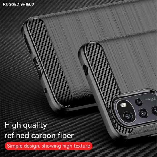 Калъф за Motorola Moto G22 - Carbon Silicone - Черен