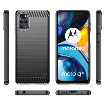 Калъф за Motorola Moto G22 - Carbon Silicone - Черен