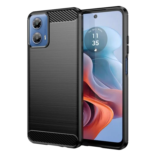 Калъф за Motorola Moto G34 / Moto G45 - Carbon Silicone - Черен