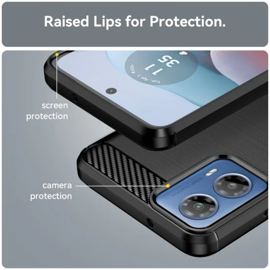 Калъф за Motorola Moto G34 / Moto G45 - Carbon Silicone - Черен