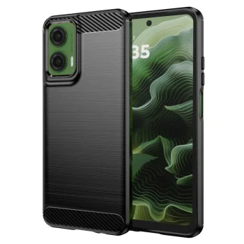 Калъф за Motorola Moto G35 - Carbon Silicone - Черен