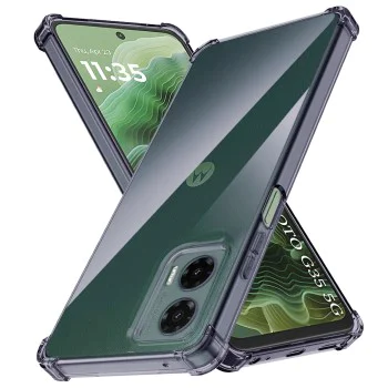 Калъф за Motorola Moto G35 - Techsuit - Удароустойчив Clear Silicone - Опушено Черен