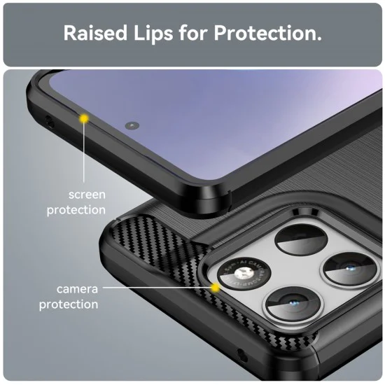 Калъф за Motorola Moto G37 / G37 Power / G47 / G57 Power / G67 Power - Carbon Silicone - Techsuit - Черен