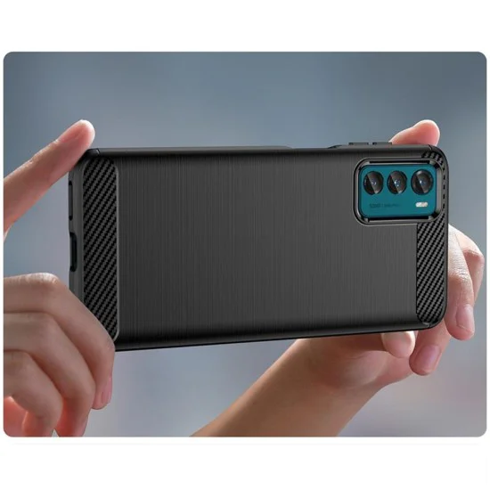 Калъф за Motorola Moto G42 - Carbon Silicone - Черен