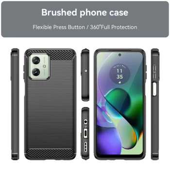 Калъф за Motorola Moto G54 / Moto G54 Power Edition / Moto G64 - Carbon Silicone - Черен