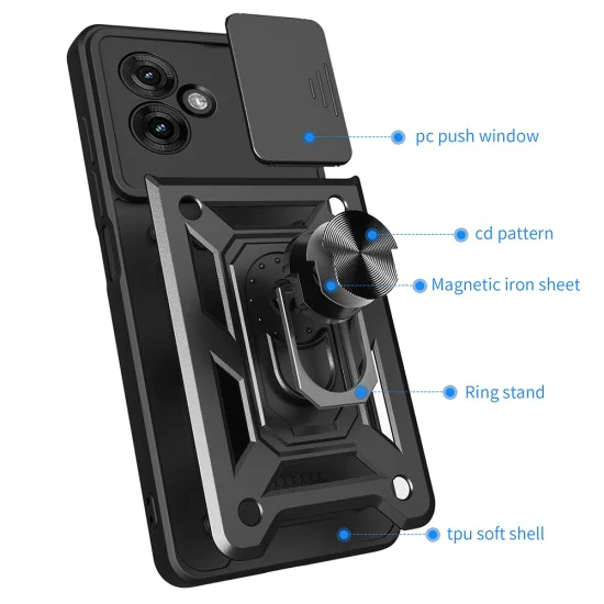 Калъф за Motorola Moto G55 - CamShield Series - черен