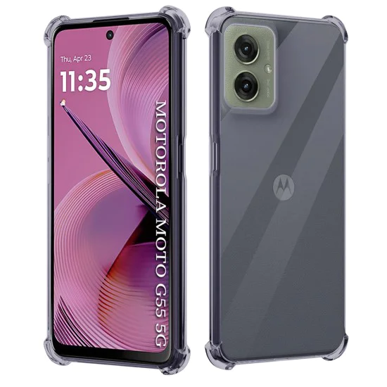 Калъф за Motorola Moto G55 - Techsuit - Удароустойчив Clear Silicone - Опушено Черен
