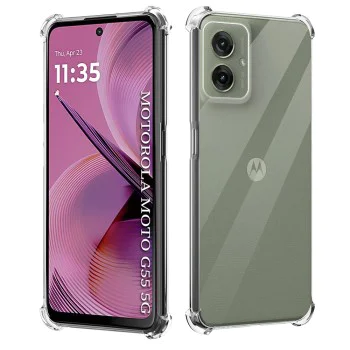 Калъф за Motorola Moto G55 - Удароустойчив Прозрачен Силиконов - Прозрачен