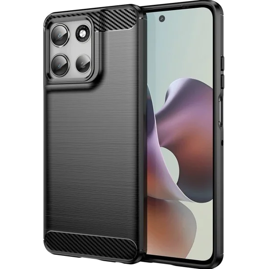 Калъф за Motorola Moto G56 - Techsuit - Carbon Silicone - Черен