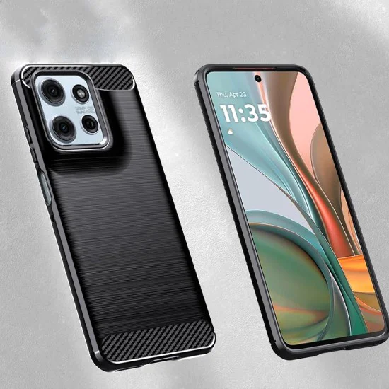 Калъф за Motorola Moto G57 Power / G67 Power – Techsuit Carbon Silicone – Черен