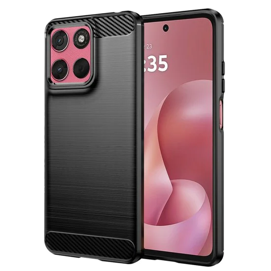 Калъф за Motorola Moto G57 Power / G67 Power – Techsuit Carbon Silicone – Черен