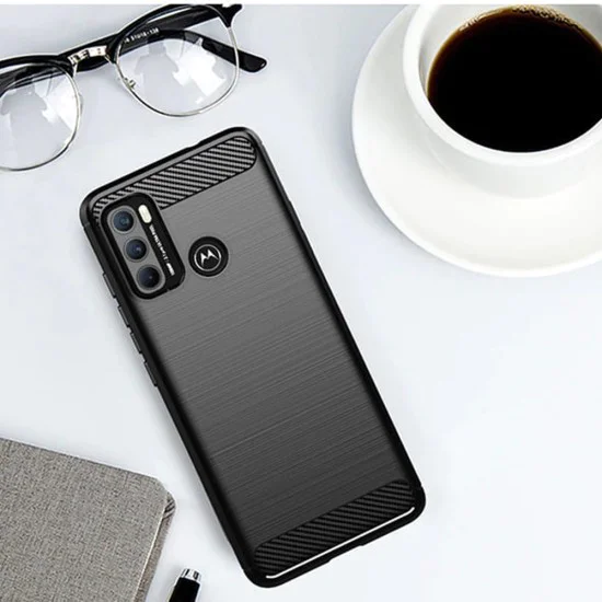 Калъф за Motorola Moto G60 - Carbon Silicone - Черен
