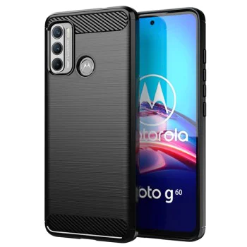 Калъф за Motorola Moto G60 - Carbon Silicone - Черен