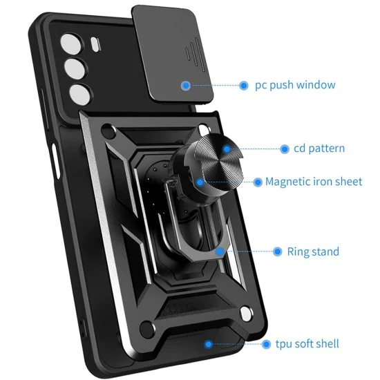 Калъф за Motorola Moto G62 5G - CamShield Series - черен