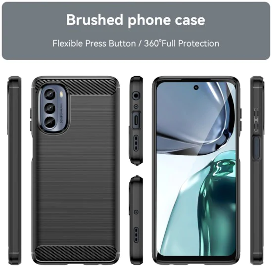 Калъф за Motorola Moto G62 5G - Carbon Silicone - Черен