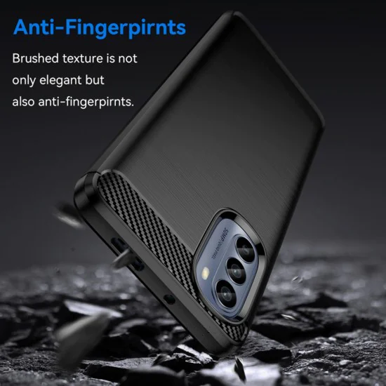 Калъф за Motorola Moto G62 5G - Carbon Silicone - Черен