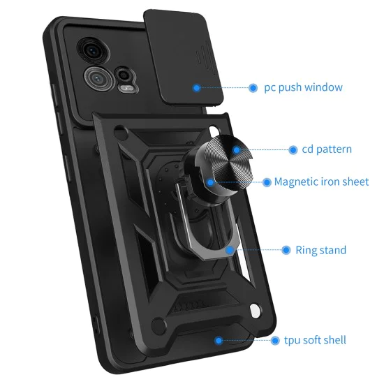 Калъф за Motorola Moto G72 - CamShield Series - черен