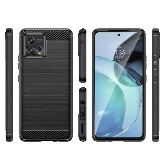 Калъф за Motorola Moto G72 - Carbon Silicone - Черен
