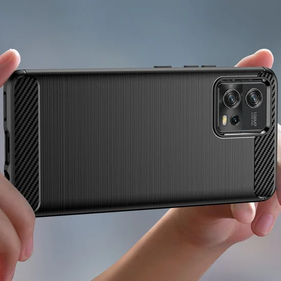 Калъф за Motorola Moto G72 - Carbon Silicone - Черен