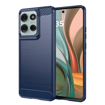 Калъф за Motorola Moto G75 - Carbon Silicone - Blue