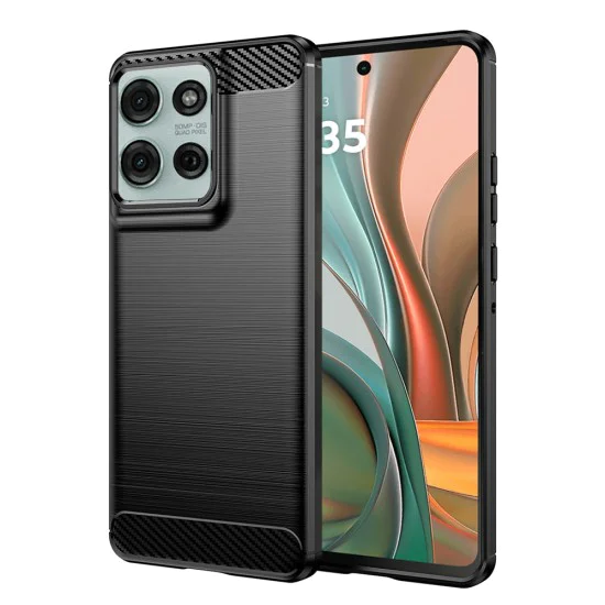Калъф за Motorola Moto G75 - Carbon Silicone - Черен