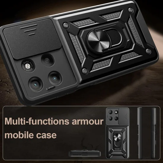 Калъф за Motorola Moto G77 / G67 - CamShield Series - Techsuit - Черен