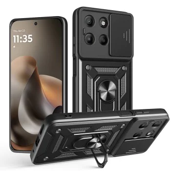 Калъф за Motorola Moto G77 / G67 - CamShield Series - Techsuit - Черен