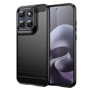 Калъф за Motorola Moto G77 / G67 - Carbon Silicone - Techsuit - Черен