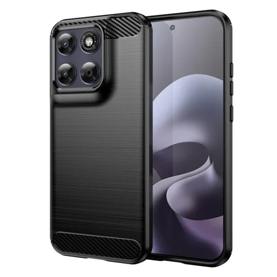 Калъф за Motorola Moto G77 / G67 - Carbon Silicone - Techsuit - Черен