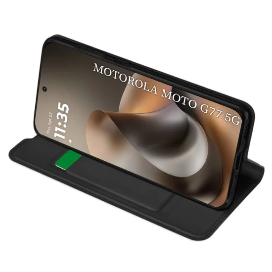 Калъф за Motorola Moto G77 / G67 - Magskin Book - Techsuit - Черен