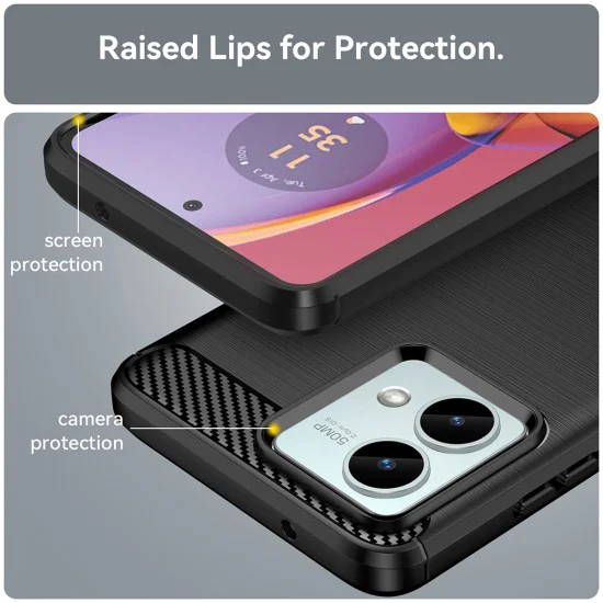 Калъф за Motorola Moto G84 - Carbon Silicone - Черен