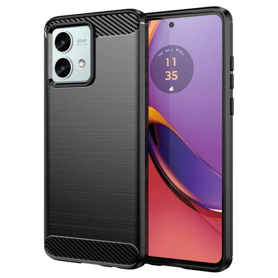 Калъф за Motorola Moto G84 - Carbon Silicone - Черен