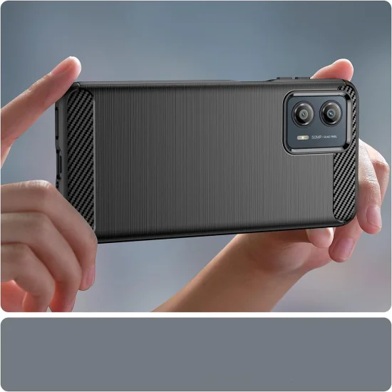 Калъф за Motorola Moto G85 - Carbon Silicone - Черен