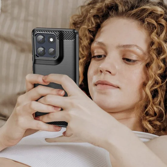 Калъф за Motorola Moto G86 - Techsuit - Carbon Silicone - Черен