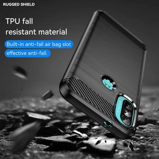 Калъф за Motorola Moto Moto E20 / Moto E30 / Moto E40 - Carbon Silicone - Черен
