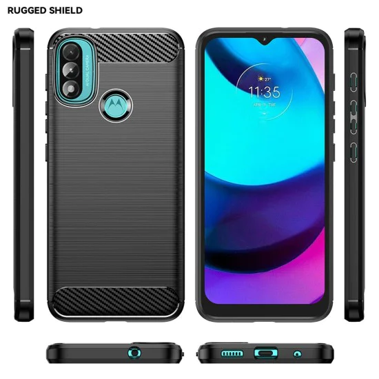 Калъф за Motorola Moto Moto E20 / Moto E30 / Moto E40 - Carbon Silicone - Черен