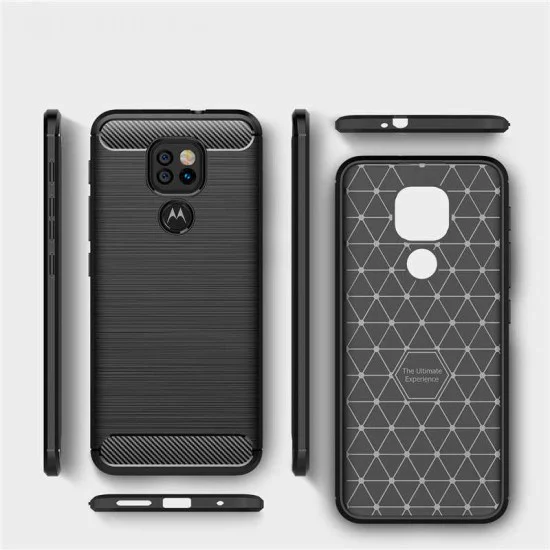 Калъф за Motorola Moto Moto E7 Plus / Moto G9 Play - Carbon Silicone - Черен
