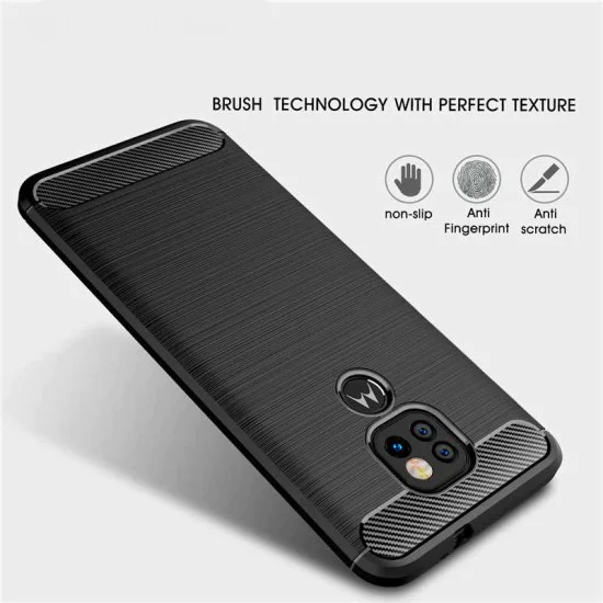 Калъф за Motorola Moto Moto E7 Plus / Moto G9 Play - Carbon Silicone - Черен