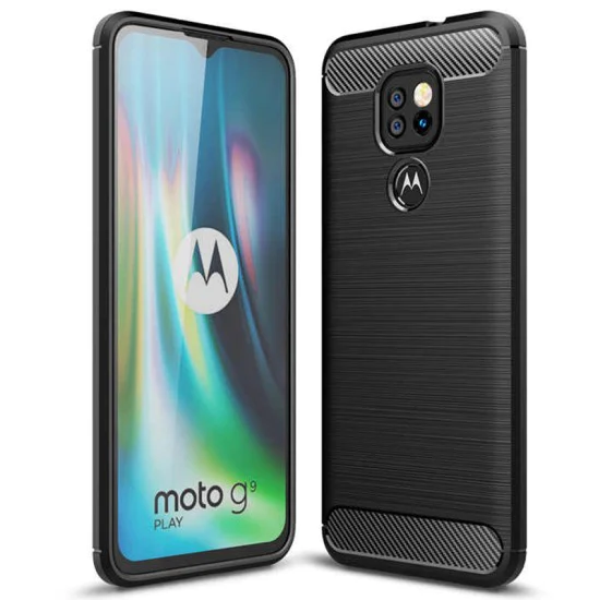 Калъф за Motorola Moto Moto E7 Plus / Moto G9 Play - Carbon Silicone - Черен