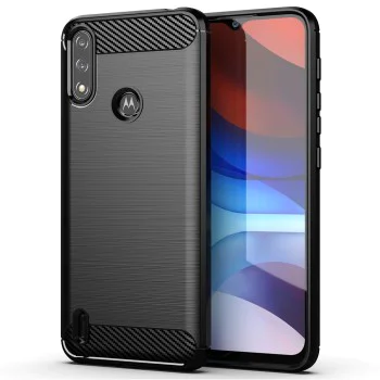 Калъф за Motorola Moto Moto E7 Power / Moto E7i Power - Карбонов силикон - черен