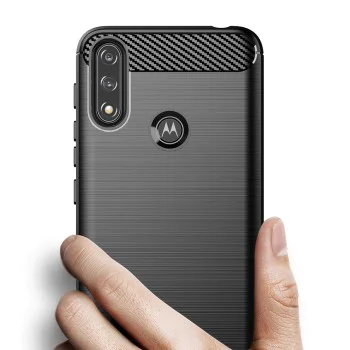 Калъф за Motorola Moto Moto E7 Power / Moto E7i Power - Карбонов силикон - черен