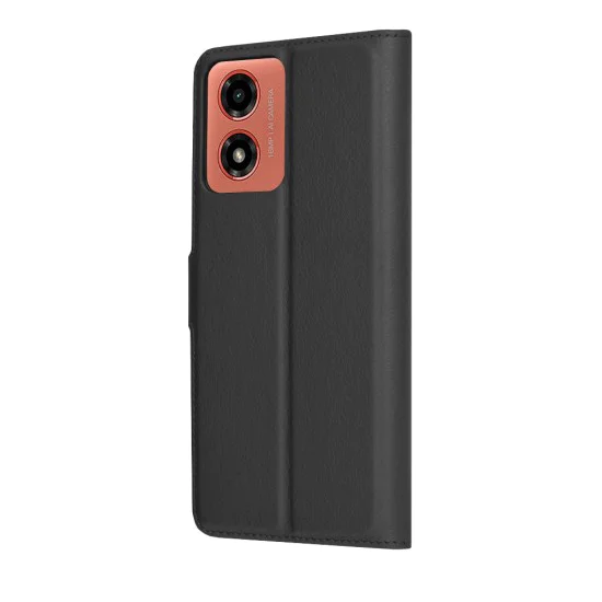 Калъф за Motorola Moto Moto G04 / Moto G04s / Moto G24 / Moto E14 - Кожено Протектор - Черен