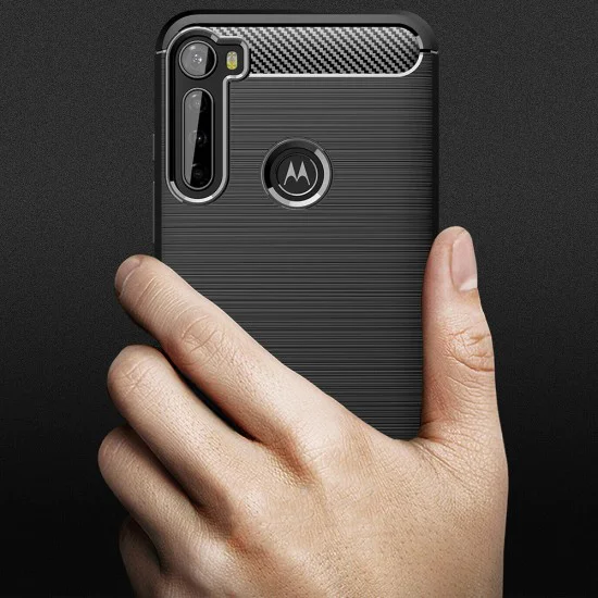 Калъф за Motorola One Fusion Plus - Carbon Silicone - Черен