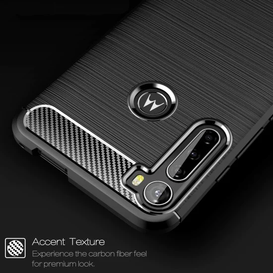 Калъф за Motorola One Fusion Plus - Carbon Silicone - Черен