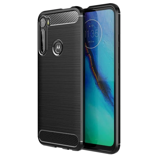 Калъф за Motorola One Fusion Plus - Carbon Silicone - Черен