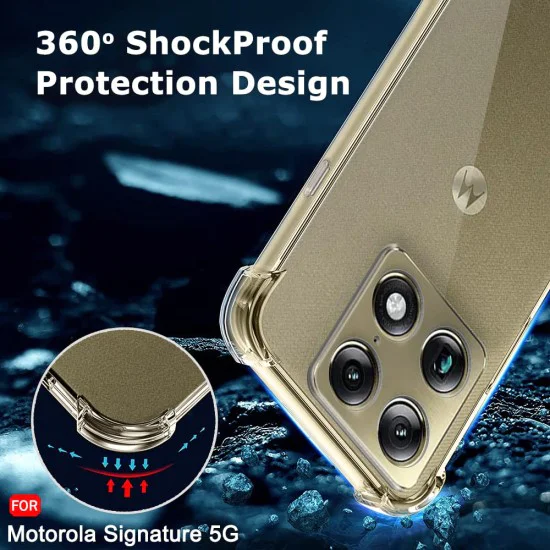 Калъф за Motorola Signature - Shockproof Clear Silicone - Techsuit - Прозрачен