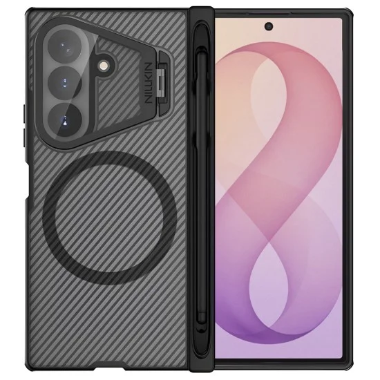 Калъф Nillkin CamShield Pro Magnetic (с прозрачен капак за камерата и S Pen) - Samsung Galaxy Z Fold8 Ultra - Прозрачно черен