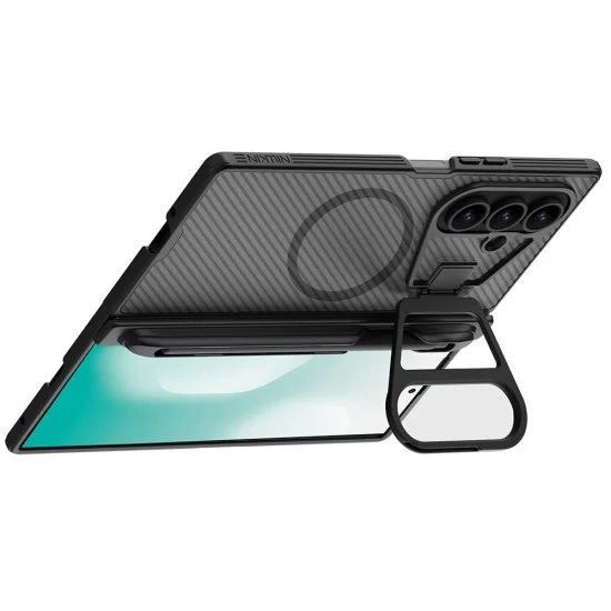 Калъф Nillkin CamShield Prop Magnetic (с прозрачен капак за камерата и S Pen) - Samsung Galaxy Z Fold7 - Прозрачно черен