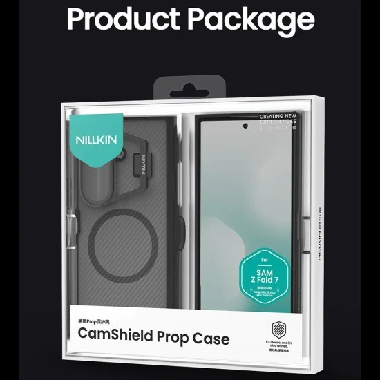 Калъф Nillkin CamShield Prop Magnetic (с прозрачен капак за камерата и S Pen) - Samsung Galaxy Z Fold7 - Прозрачно черен